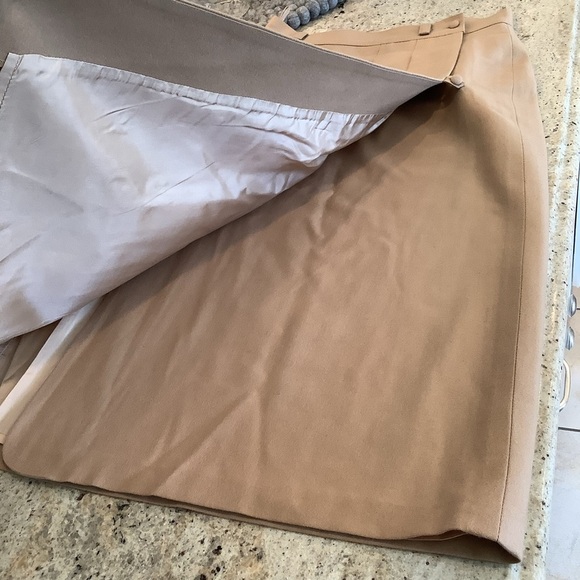 Vintage Anne Rubinstein Couture Tan Wool Wrap Skirt Size 42 - Picture 3 of 9